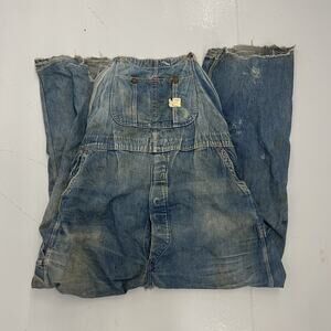 Vintage 60s Big Mac Blue Denim Workwear Overalls 46x32